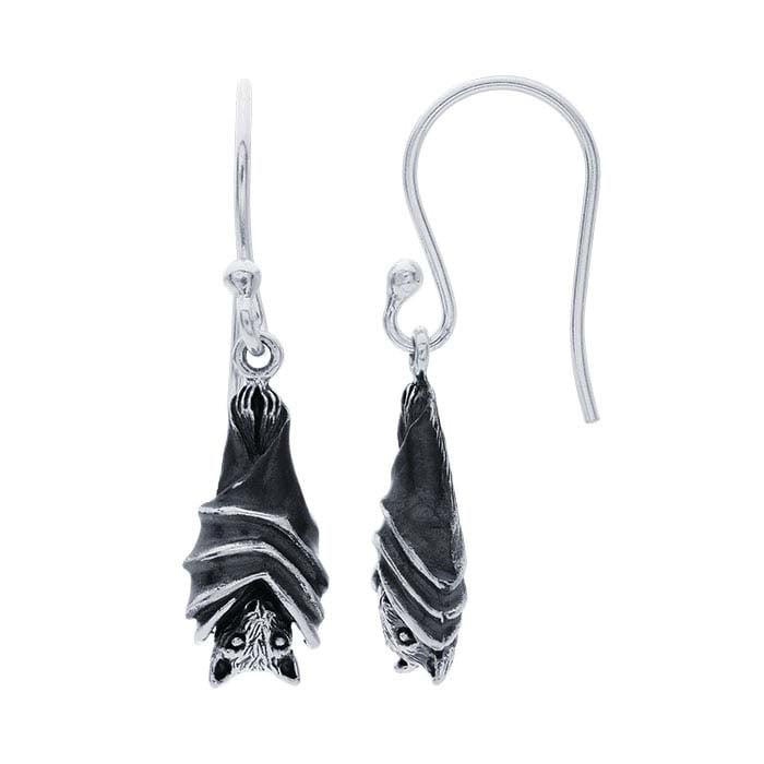 Sterling Silver Hanging Bat Dangle Earrings RioGrande