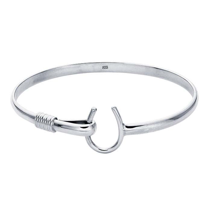 Sterling Silver Bangle Bracelet with Horseshoe Clasp - RioGrande