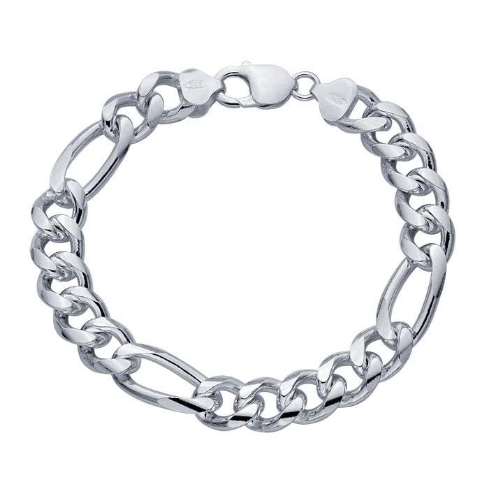 Sterling Silver 11mm Figaro Chain Bracelet - RioGrande