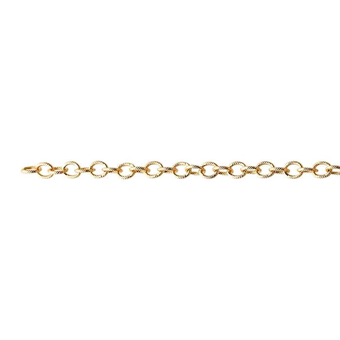 14K Yellow Gold 1.9mm TwistPatterned Oval Cable Chain, By the Inch