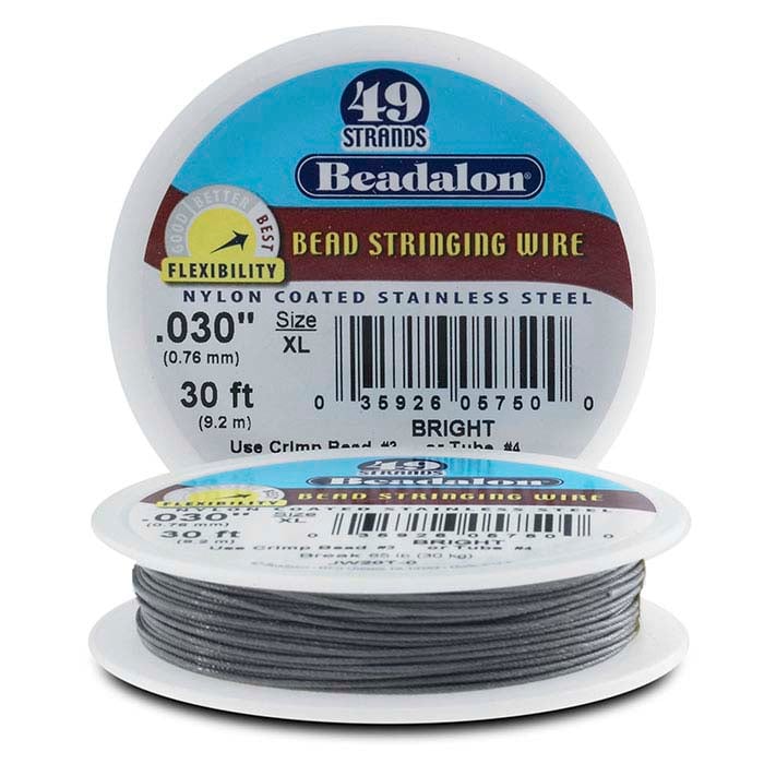 Beadalon 7 Strand Bead Stringing Wire, 024 in / 0.61 mm, Silver Color, 1000  ft / 305 m