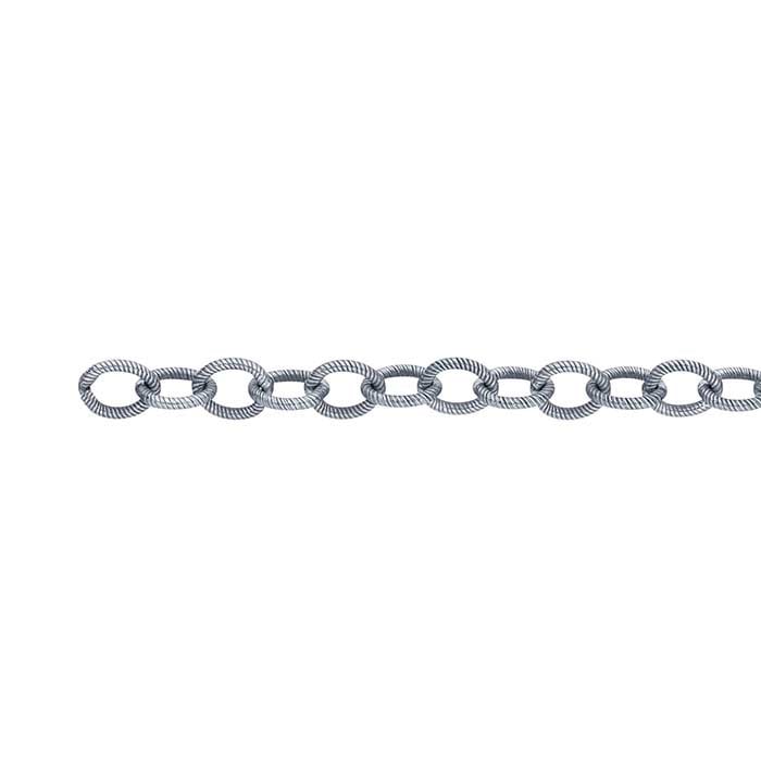 Sterling Silver Oxidized 3.1mm Twist-Pattern Oval Cable Chain, By the ...