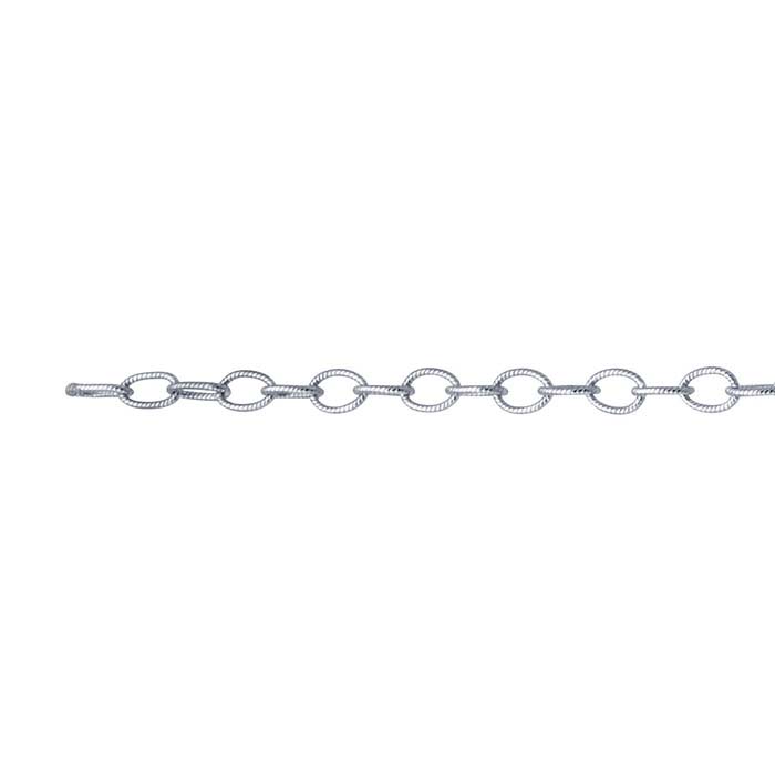 14K White Gold 2.5mm TwistPatterned Oval Cable Chain, By the Inch