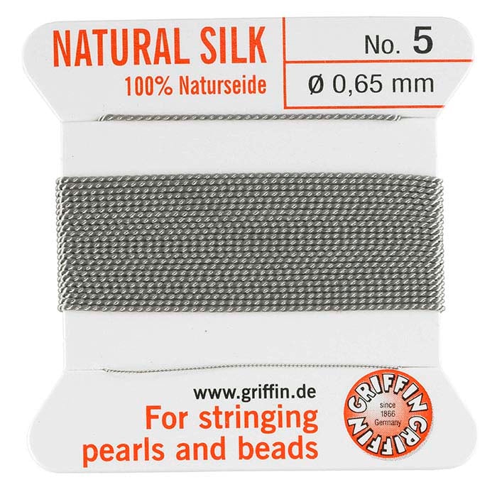 Griffin™ Gray Silk Bead Cords, Carded with Needle RioGrande