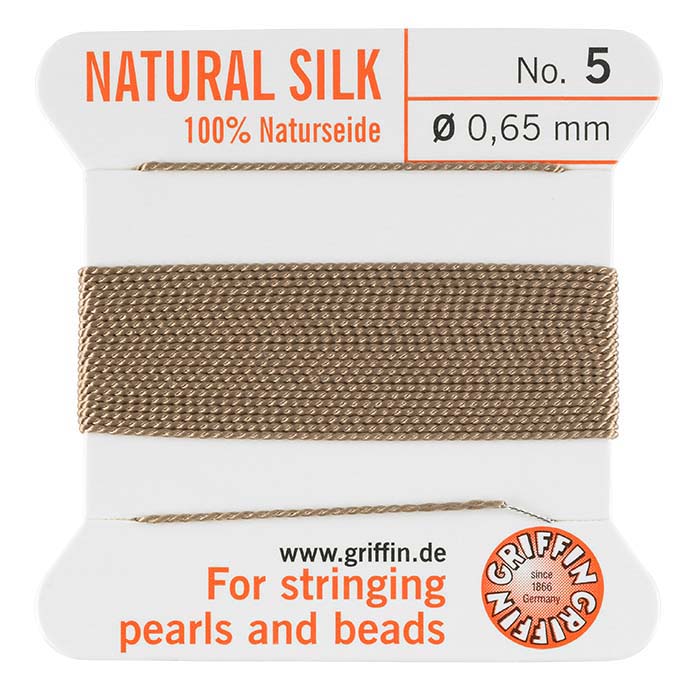 Griffin™ Beige Silk Bead Cords, Carded with Needle RioGrande
