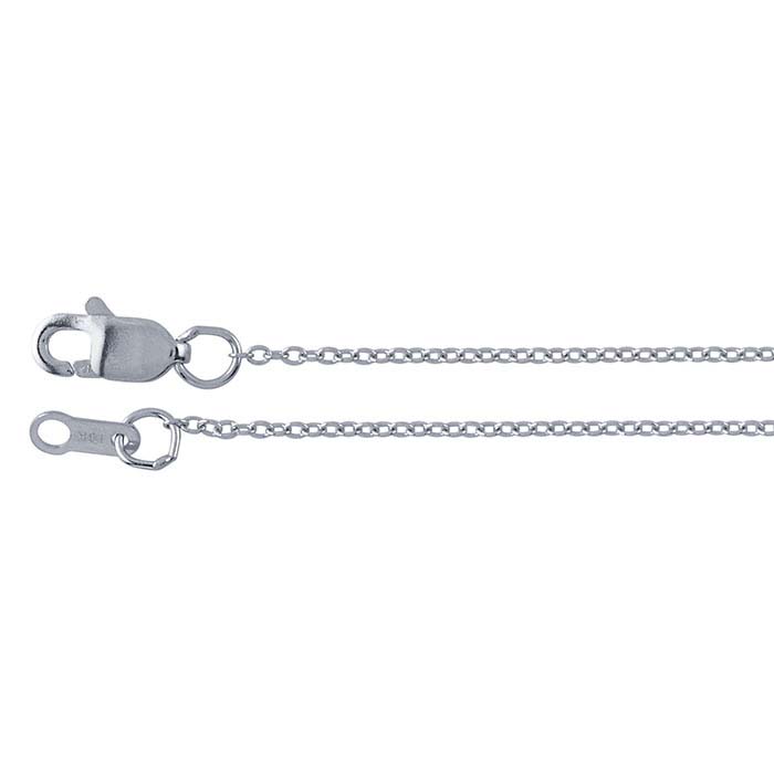 18K White Gold Oval Cable Chains 