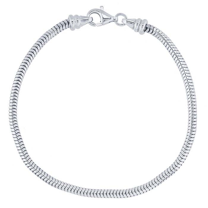 Sterling Silver Unseamed Snake Chain Bracelets with Threaded End