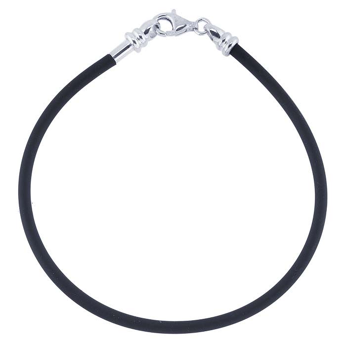 Black Rubber Cord Bracelet with Threaded Sterling Silver End Cap
