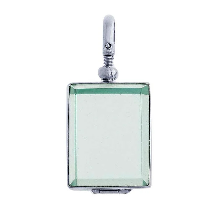 Sterling Silver Rectangle Glass Locket 