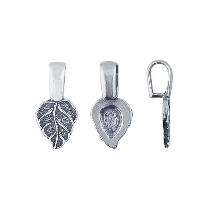 Sterling Silver GlueOn Leaf Pendant Bail RioGrande