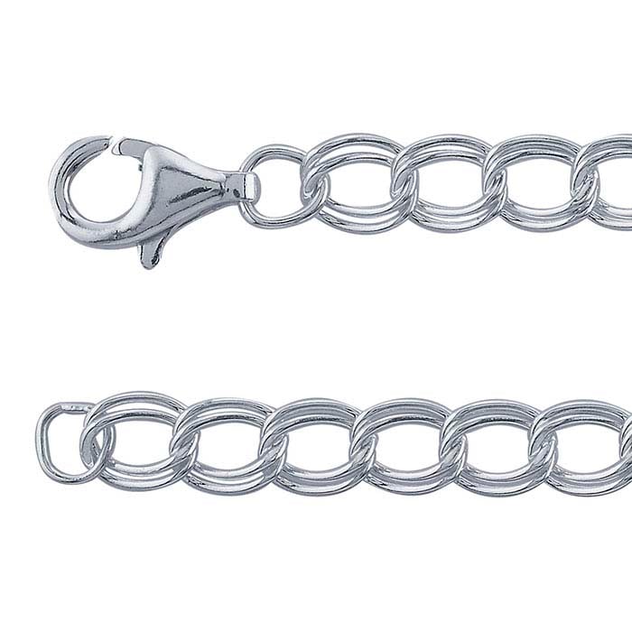 Sterling Silver Double Cable Charm Bracelet Sterling Silver Double Cable Charm Bracelet