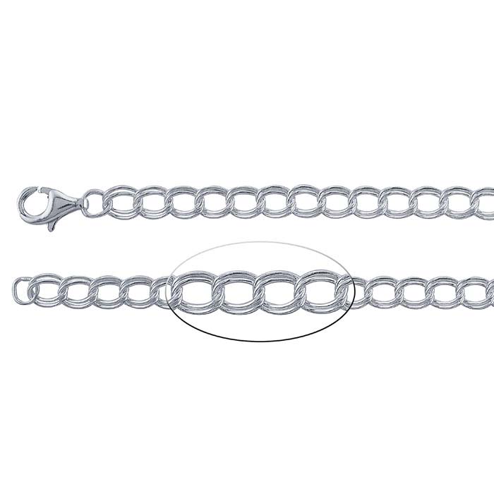 Sterling Silver Double Cable Charm Bracelet Sterling Silver Double Cable Charm Bracelet