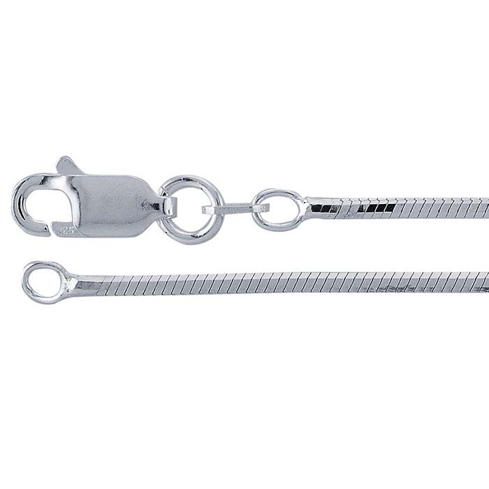 Sterling Silver RhodiumPlated 1.3mm EightSided Seamed Snake Chain