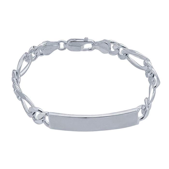 Sterling Silver Figaro Chain ID Bracelet - RioGrande