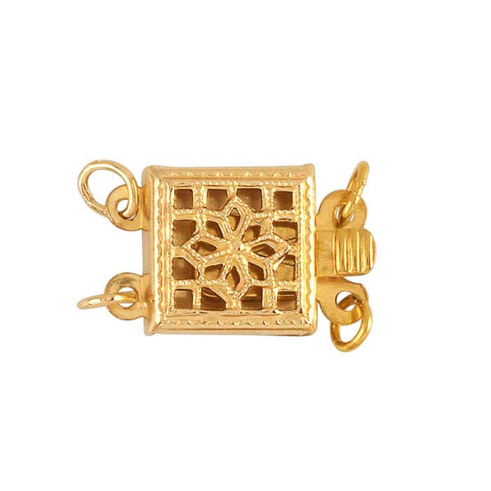 Solid 18k gold clasp, 18ct Yellow Gold Clasp Filigree Box Safety Tab Buckle  Au750 Jewelry Findings
