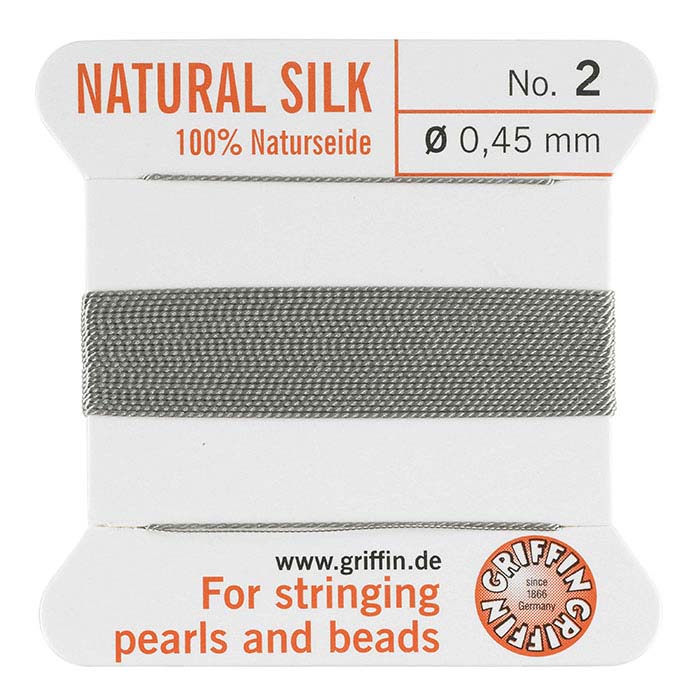Griffin™ Gray Silk Bead Cords, Carded with Needle RioGrande