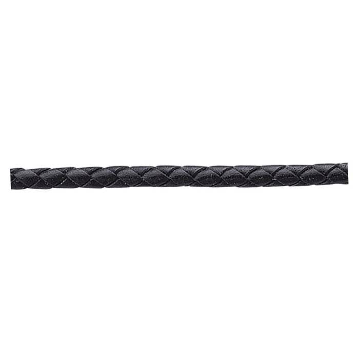 Black Machine-Braided Leather 4mm Bolo Cord, 42 - RioGrande