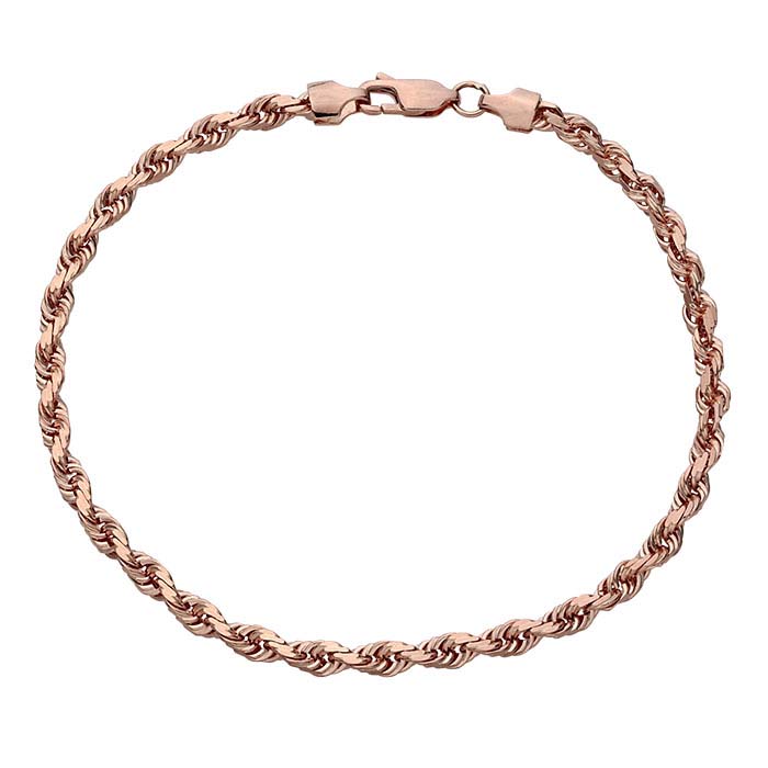 14K Rose Gold 4mm Diamond-Cut Rope 