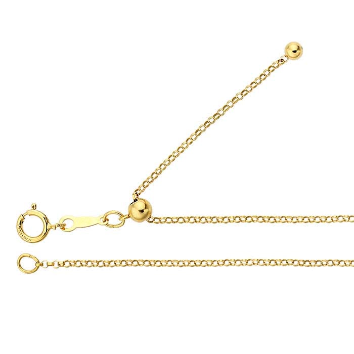 14/20 Yellow Gold-Filled 1.1mm Rolo Chain, Adjustable - RioGrande