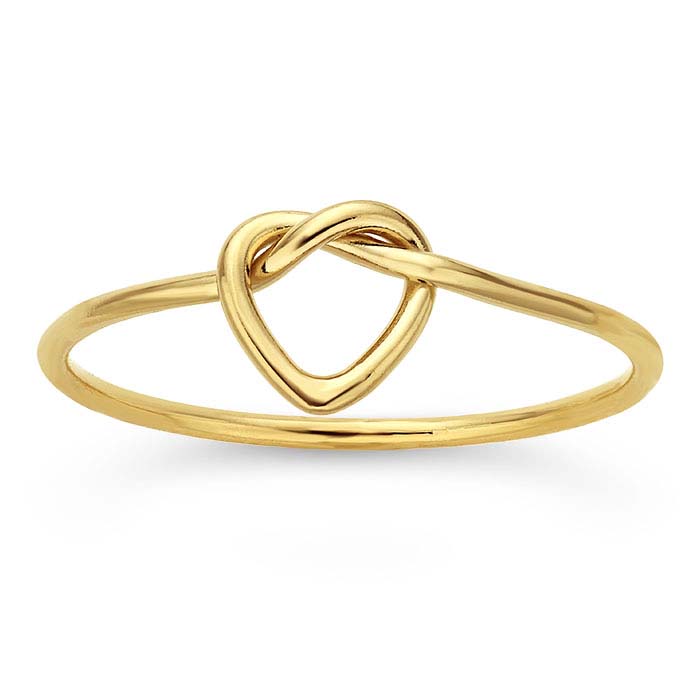 10k Yellow Gold Love Heart Lock Dangle Ring – Sweet & Classy Rope Style Band