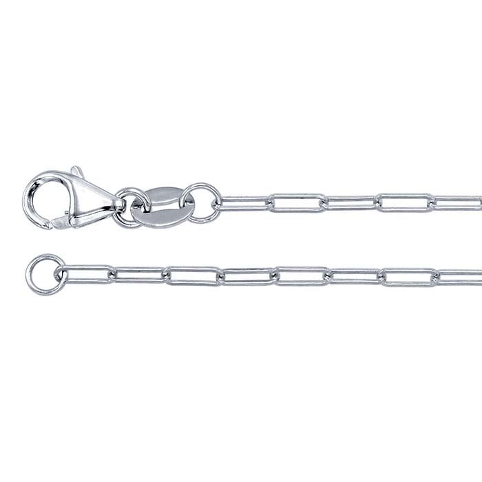 14K White Gold 3mm Flat Oval Cable Chain - RioGrande