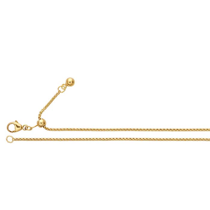 14/20 Yellow Gold-Filled 1.2mm Round Box Chain, Adjustable