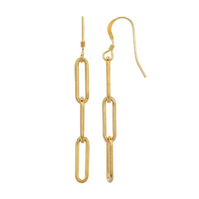 14/20 Yellow Gold-Filled Three-Link Paperclip Earrings RioGrande