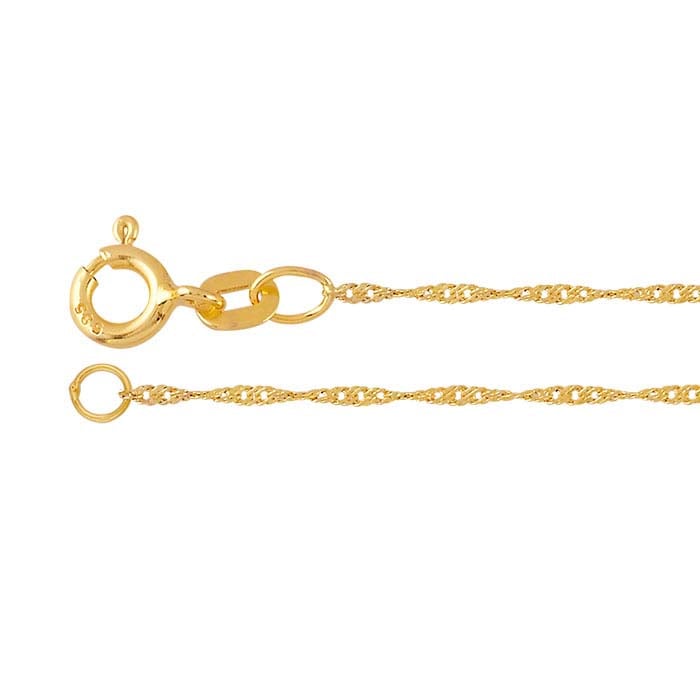 14k Solid Yellow Gold 022 Guage Singapore Chain Necklace 16 inches (2.1gr  T.W)