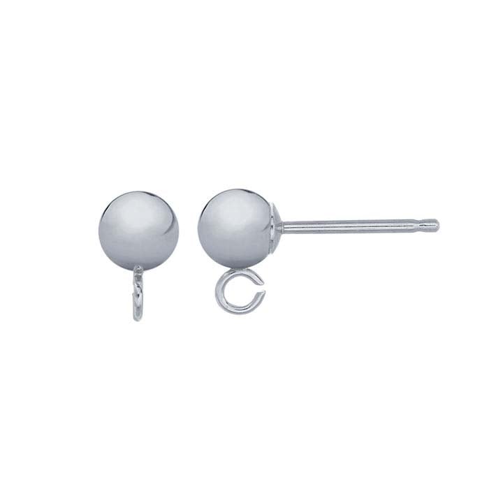 14K White Gold Ball Post Earring with Open Ring RioGrande