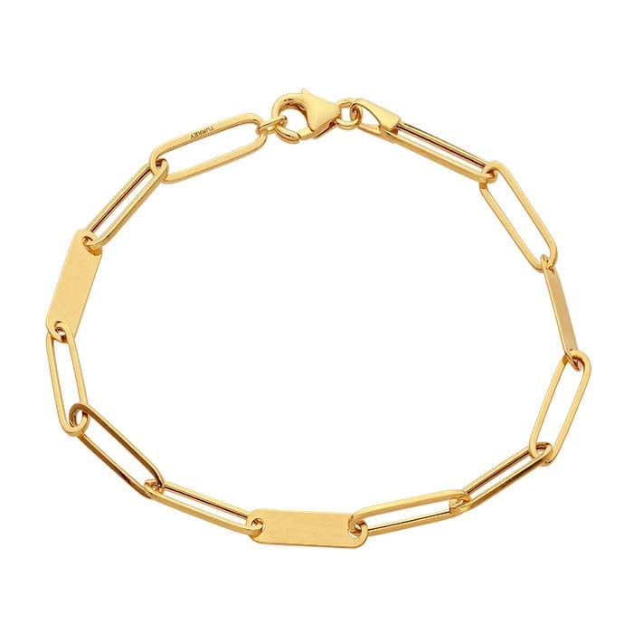 14K Yellow Gold Elongated Cable Chain Bracelet - RioGrande
