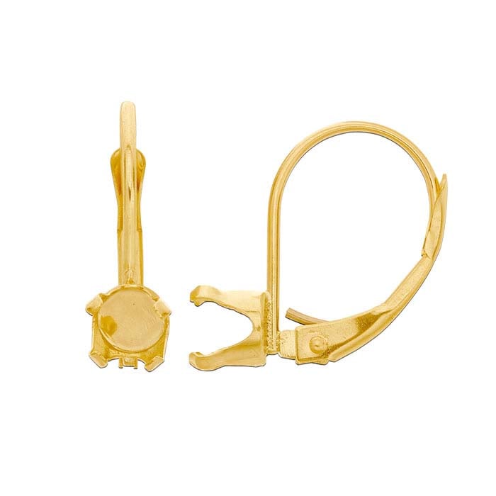 14K Yellow Gold Lever-Back Round Snap-Set™ Earring Mounting