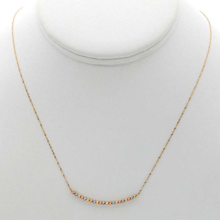 14K Yellow Gold Tri-Color Bead Necklace RioGrande
