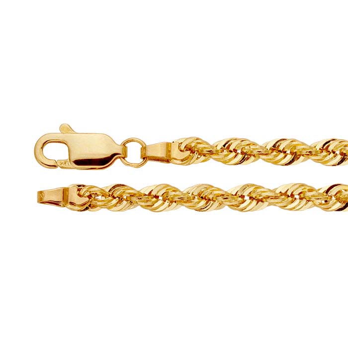 French Rope Style Chain 14K Yellow Gold 3.1mm Hollow French Rope Chain - RioGrande