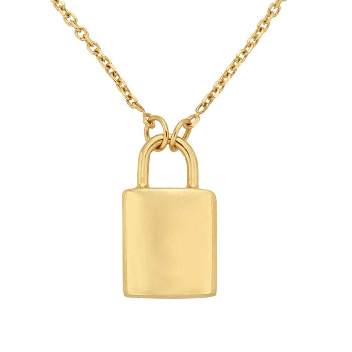 14K Yellow Gold Lock Necklace