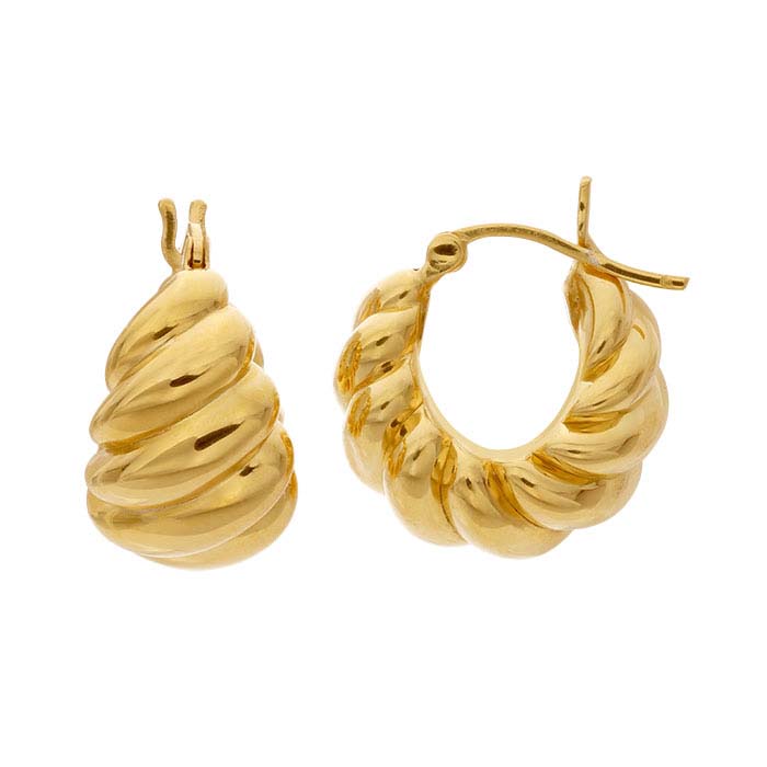 14K Yellow Gold Electroform Hoop Earrings - RioGrande