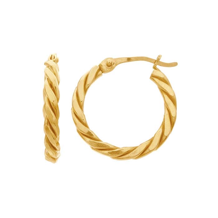 14/20 Yellow Gold-Filled Flat Twist Hoop Earrings - RioGrande
