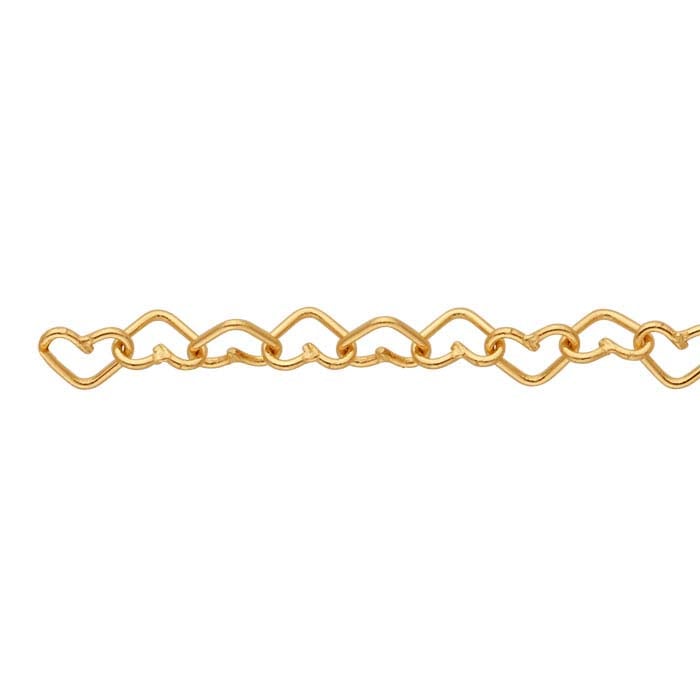 10K Yellow Gold 3.2mm Heart Link Cable Chain, By the Inch