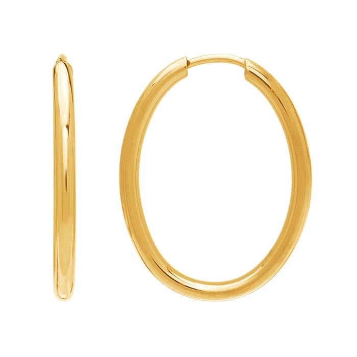 ファッション 通販 Oval 25mm x 2 Gold Yellow 14K Endless RioGrande - Earring Hoop アクセサリー