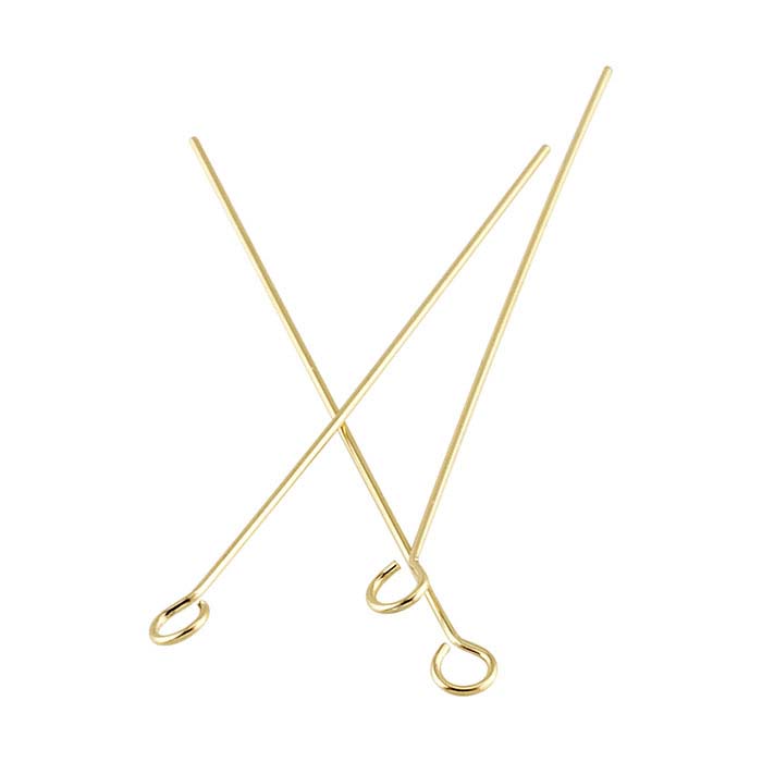 22K Gold Plated Open Eye Pins 21 Gauge 1 inch (x50)