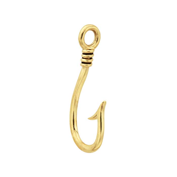 14K Yellow Gold Fish Hook Component