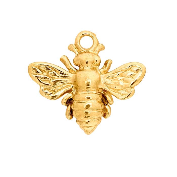 14K Matte Gold Diamond Bee Charm - Unique Gold Charms