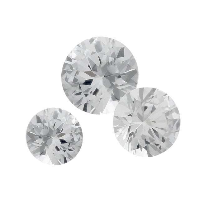 White Sapphire Round Faceted Gemstones, AAA-Grade RioGrande