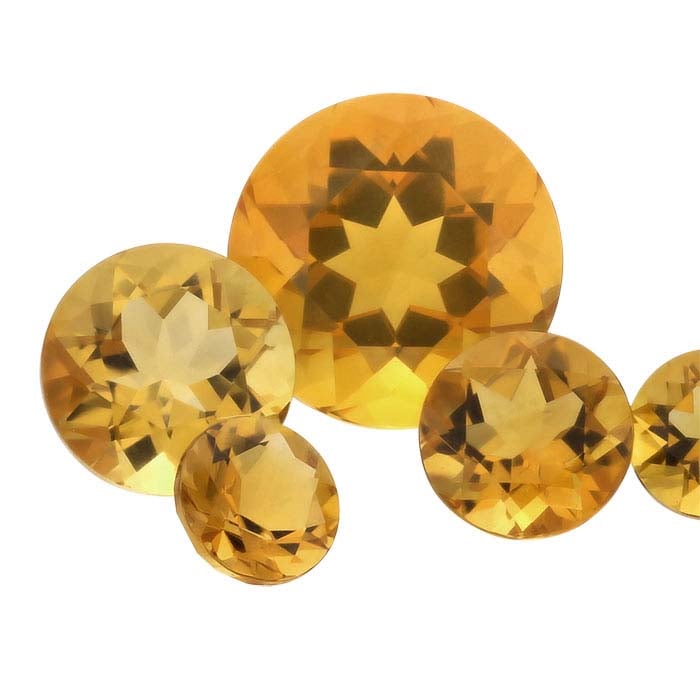 Golden Citrine Round Faceted Gemstones, AA-Grade - RioGrande