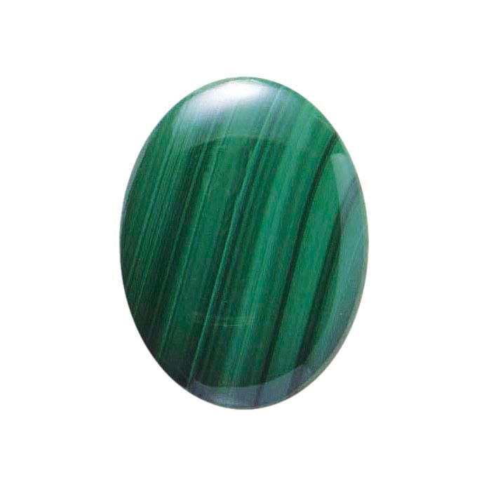 A PAIR OF LARGE 14x10mm OVAL CABOCHON-CUT NATURAL MALACHITE GEMSTONES 