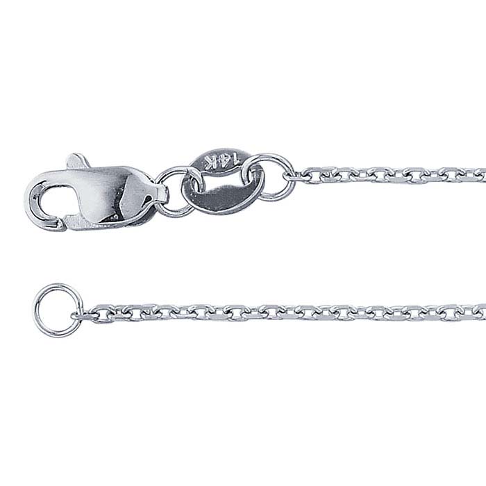 14K White Gold Beveled Oval Cable Chain RioGrande