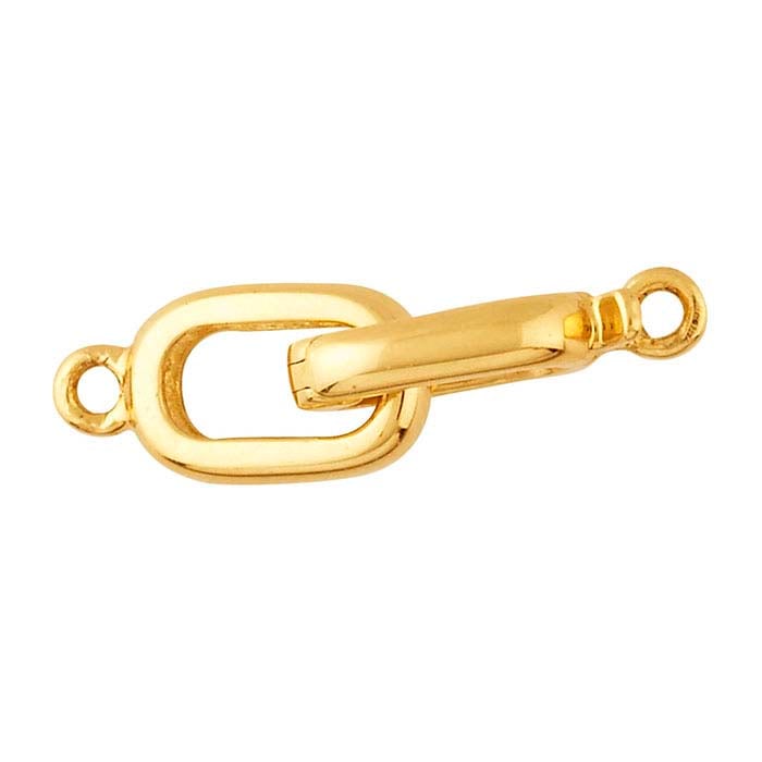 14K Yellow Gold Oval Hinged Hook & Eye Clasp