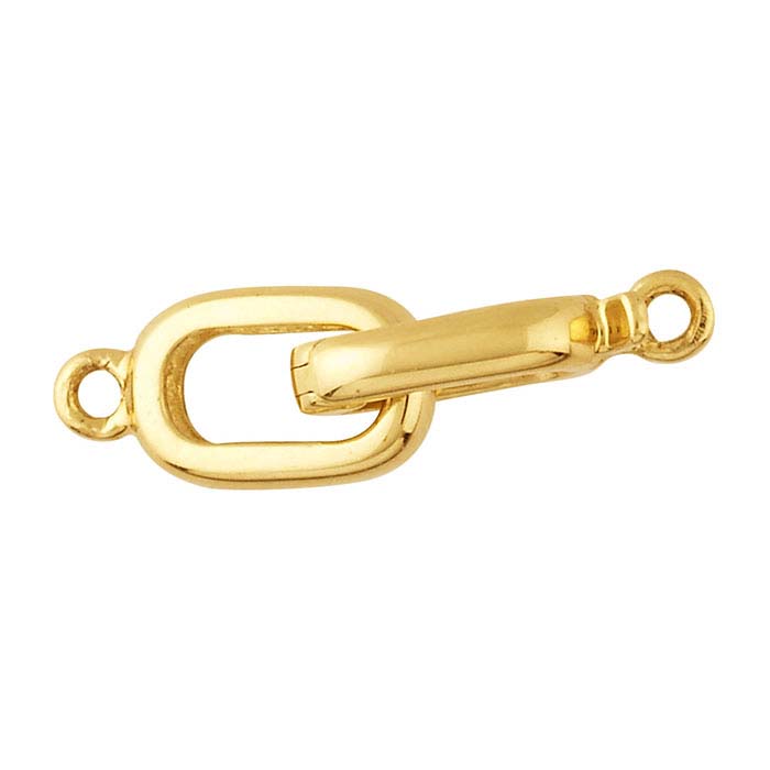 14K Yellow Gold 14.5mm Lightweight Oval Lobster Clasp with Open Ring