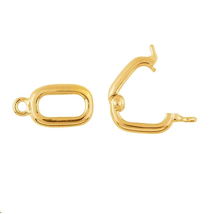 14K Yellow Gold Oval Hinged Hook Eye Clasp RioGrande