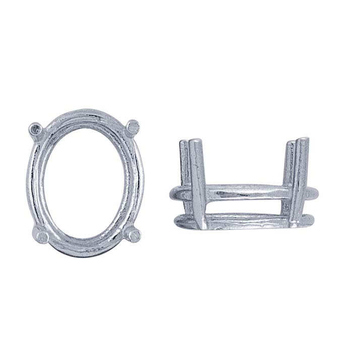 14K White Gold 9 x 7mm Oval Basket 4Prong Setting RioGrande