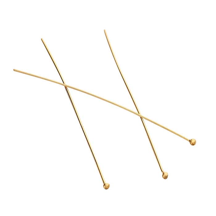 10 Pc of 1 Inch 26 Gauge Gold Filled Ball Head Pins